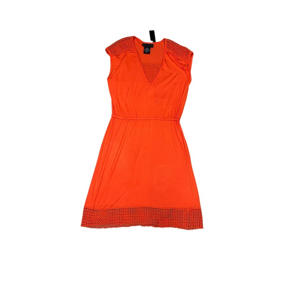 Attention Orange Coral Crochet Detail Dress NWT